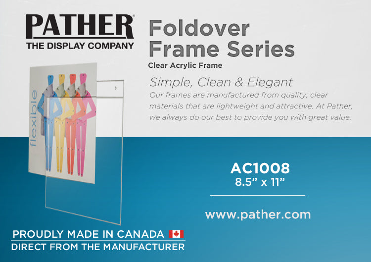 8 1/2"  x 11" Clear Acrylic Foldover Frame with drill holes
