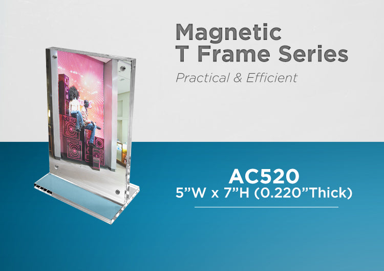 Clear Acrylic Magnetic T Frame - 5" x 7"